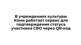 В учреждениях культуры Коми работает сервис для подтверждения статуса участника СВО через QR-код